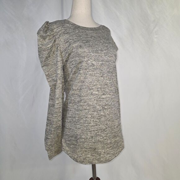 Fashion Blouson Puff Sleeve Greige Sweatshirt Size Large - Picture 4 of 9